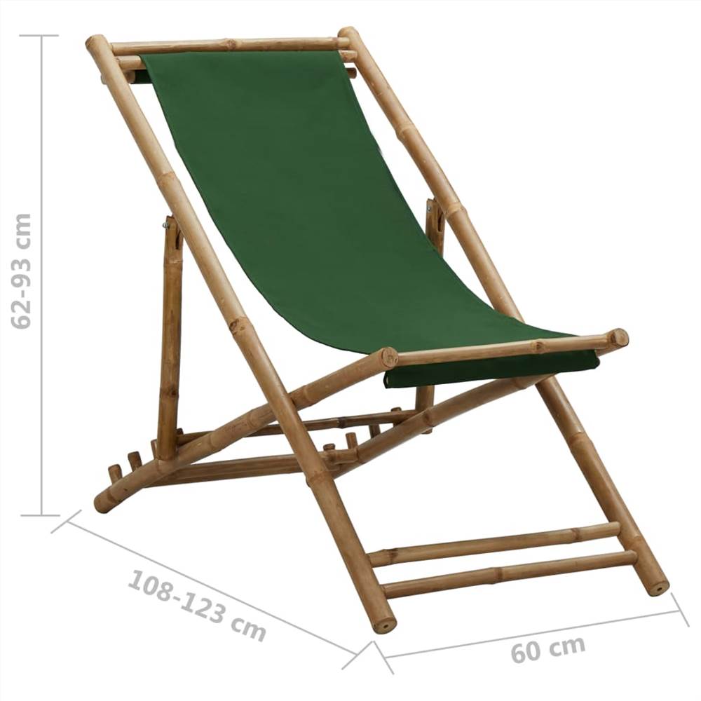 Deck Chair Bamboo and Canvas Green