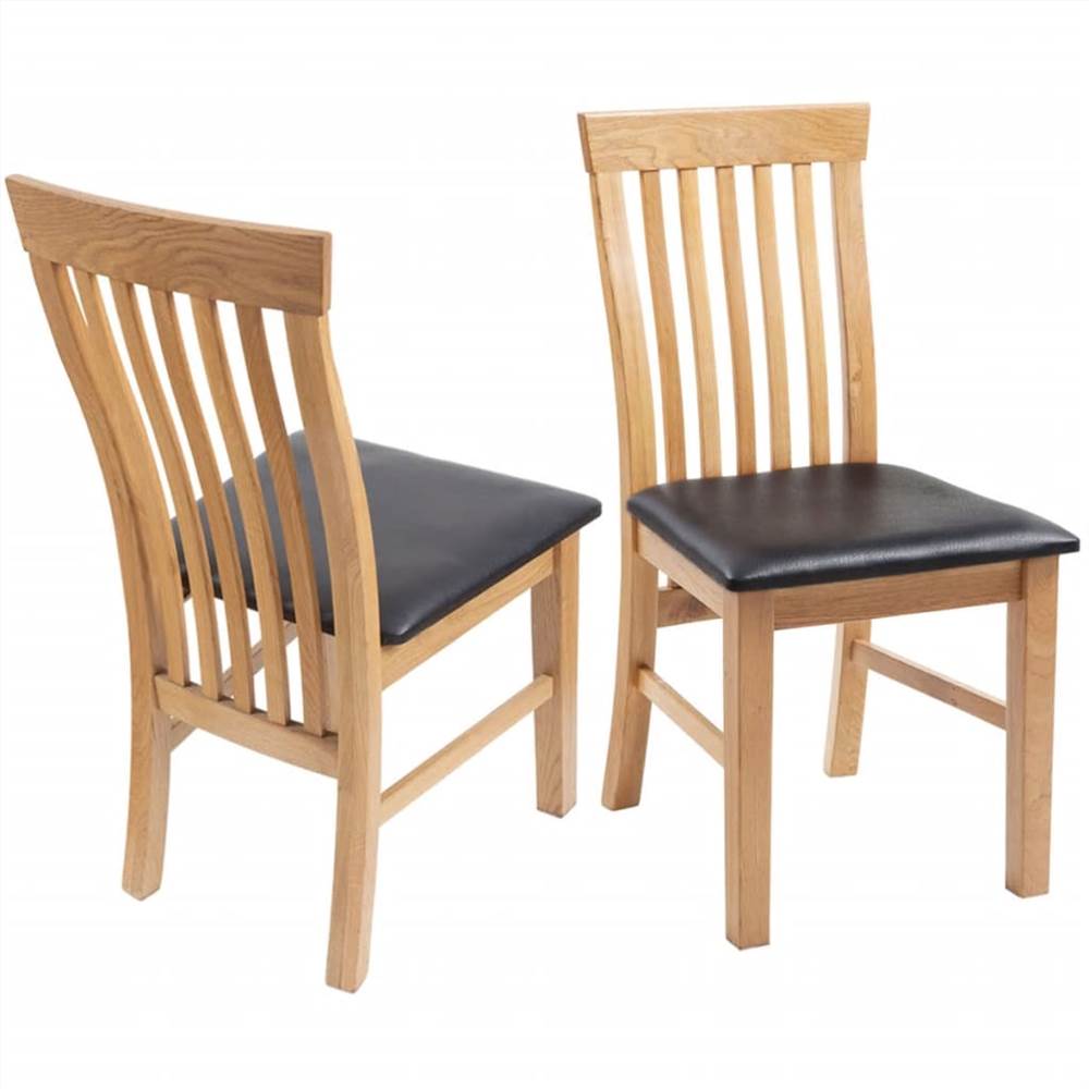 Dining Chairs 2 pcs Solid Oak Wood and Faux Leather