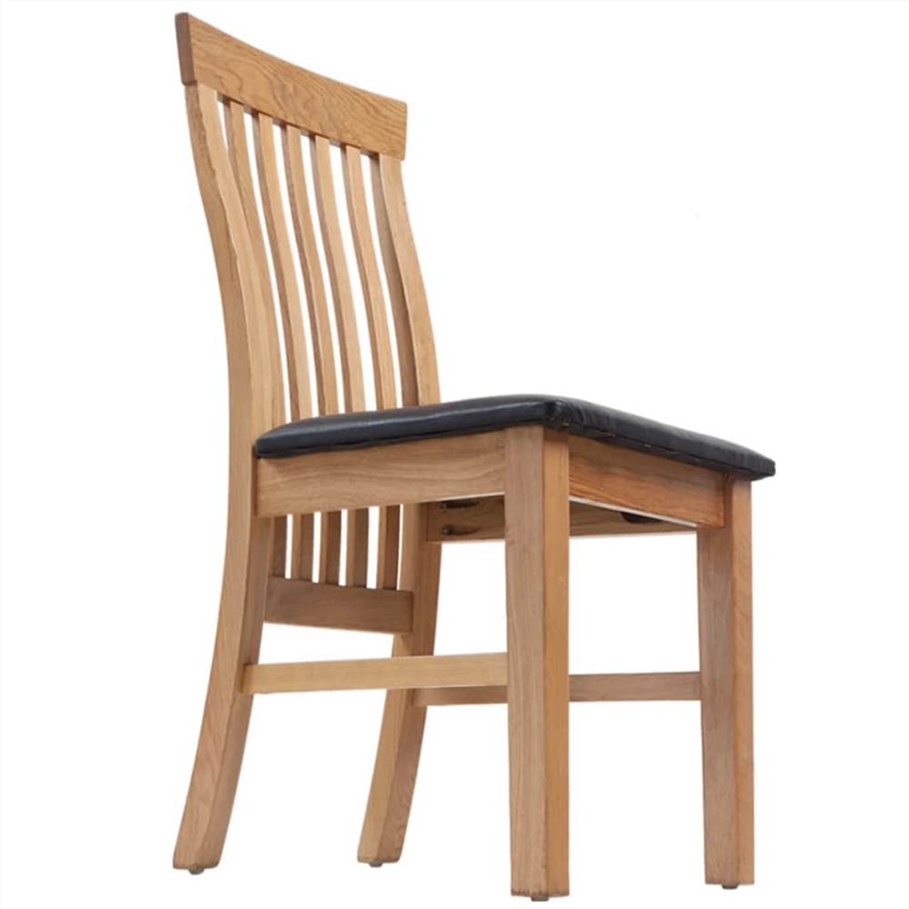 Dining Chairs 2 pcs Solid Oak Wood and Faux Leather