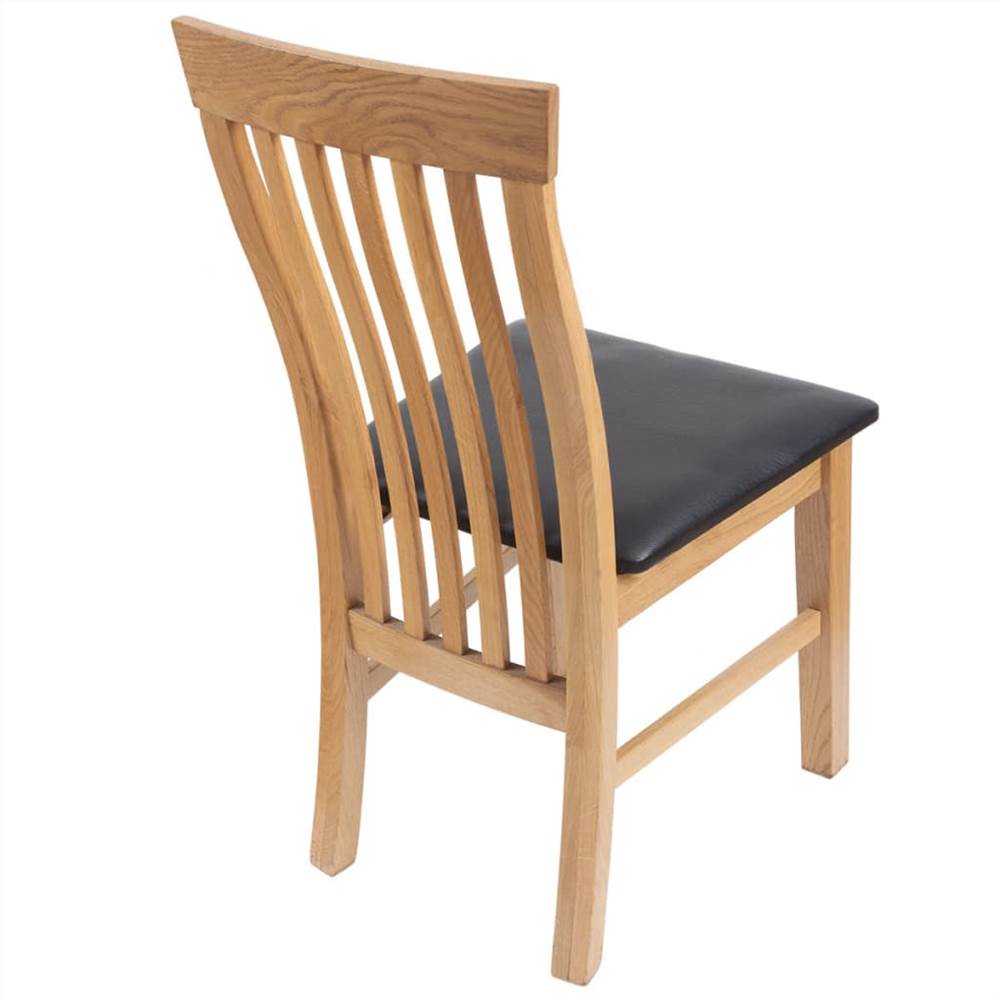 Dining Chairs 2 pcs Solid Oak Wood and Faux Leather