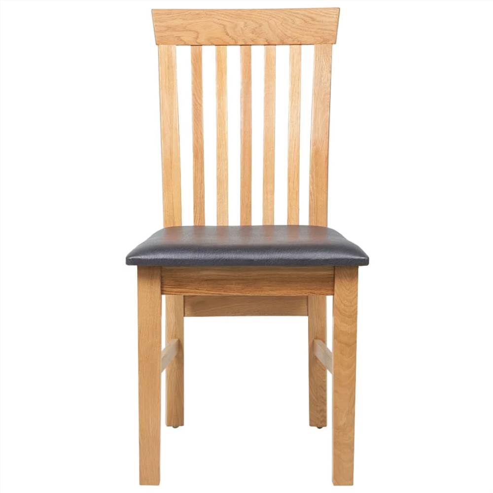 Dining Chairs 2 pcs Solid Oak Wood and Faux Leather