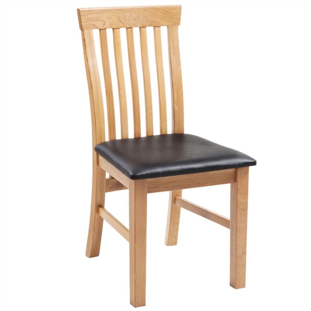 Dining Chairs 2 pcs Solid Oak Wood and Faux Leather