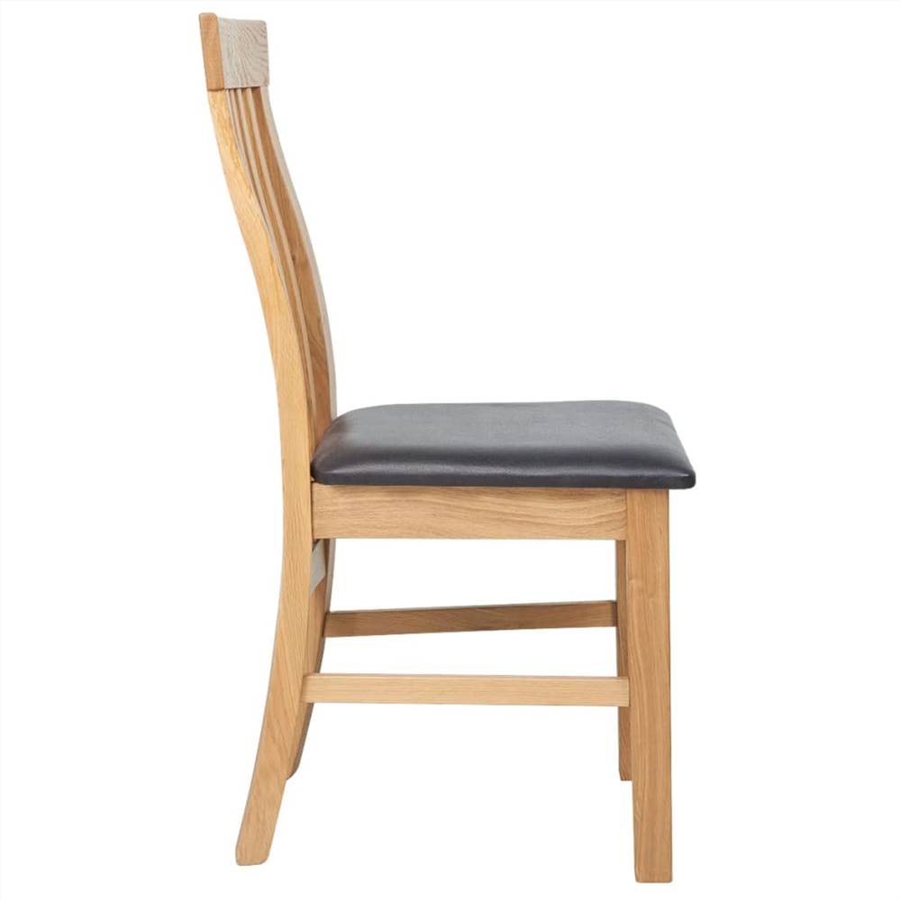 Dining Chairs 2 pcs Solid Oak Wood and Faux Leather