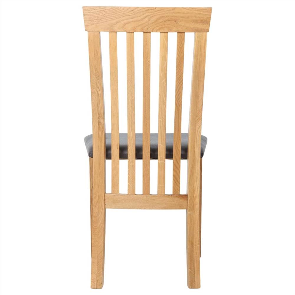Dining Chairs 2 pcs Solid Oak Wood and Faux Leather