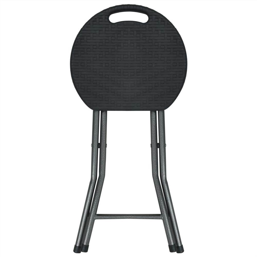 Folding Garden Stools 4 pcs Black HDPE Rattan Look