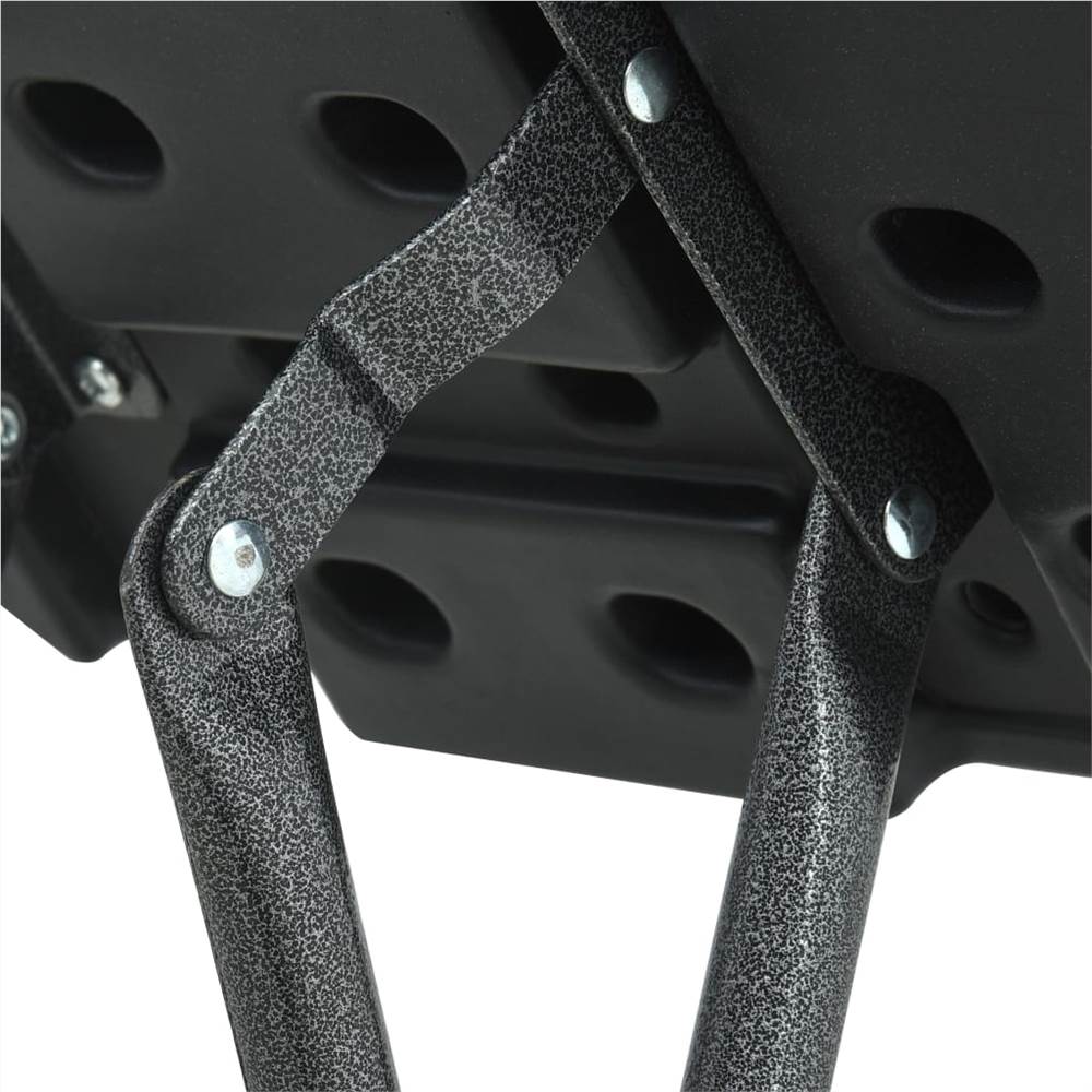 Folding Garden Stools 4 pcs Black HDPE Rattan Look
