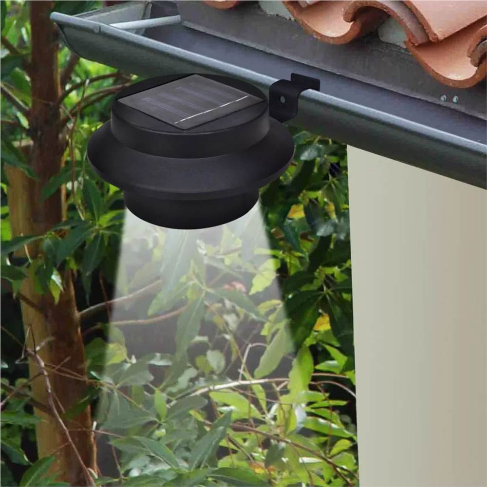 Outdoor Solar Lamp Set 6 pcs Fence Light Gutter Light Black