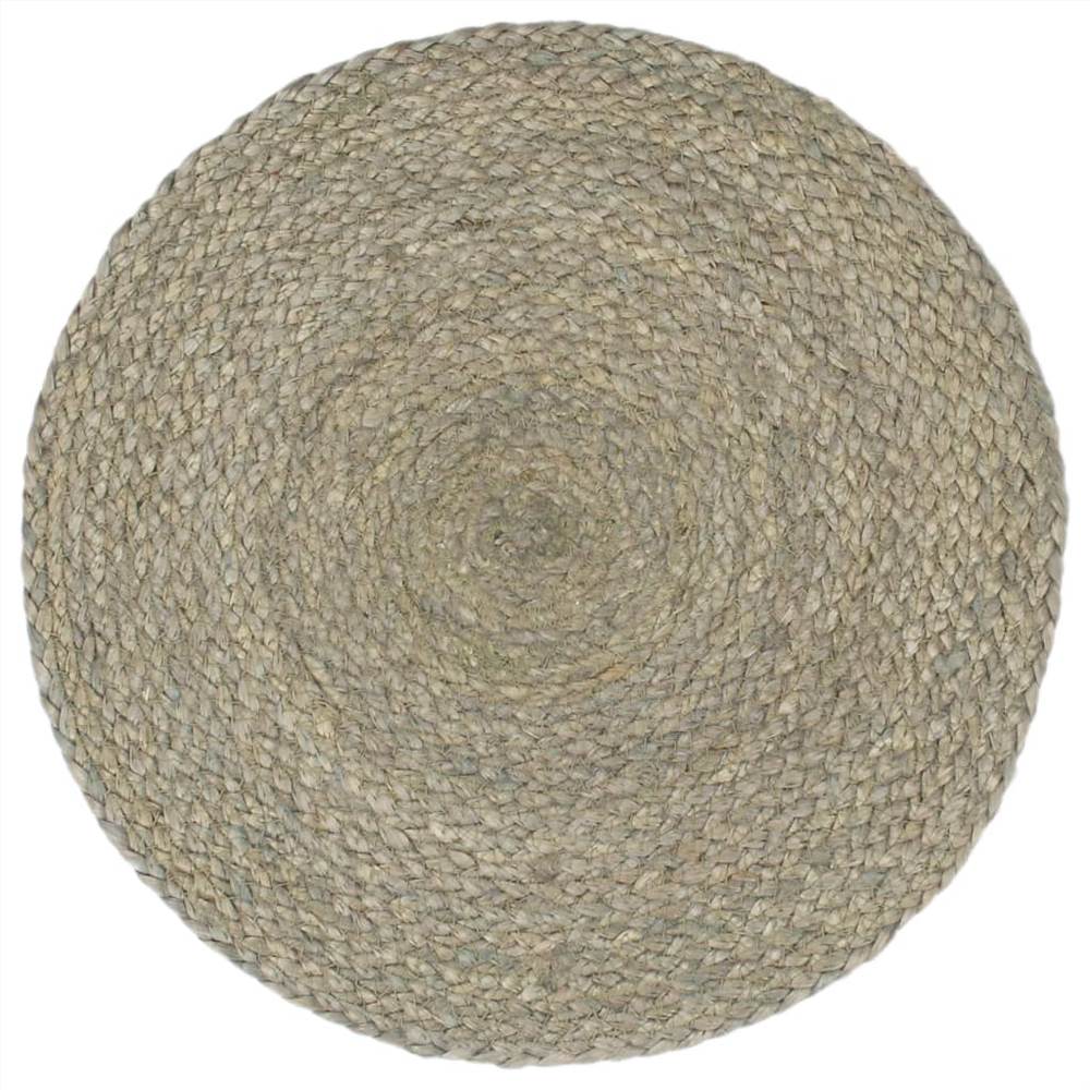 Placemats 4 pcs Plain Grey 38 cm Round Jute