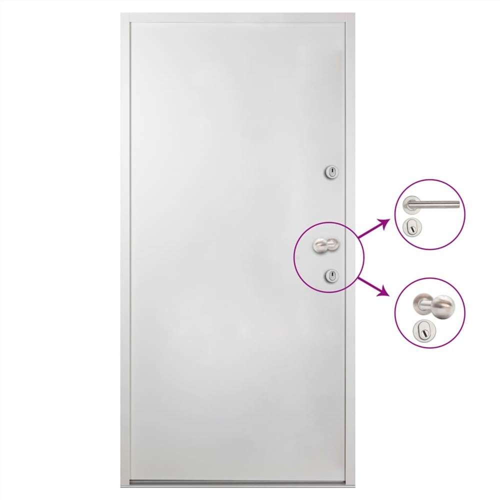 Aluminium Front Door White 110x207.5 cm