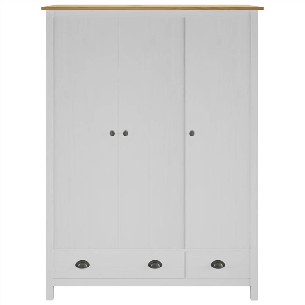 3-Door Wardrobe Hill Range White 127x50x170 cm Solid Pine Wood