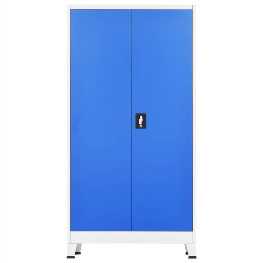 Locker Cabinet with 2 Doors Metal 90x40x180 cm Grey and Blue