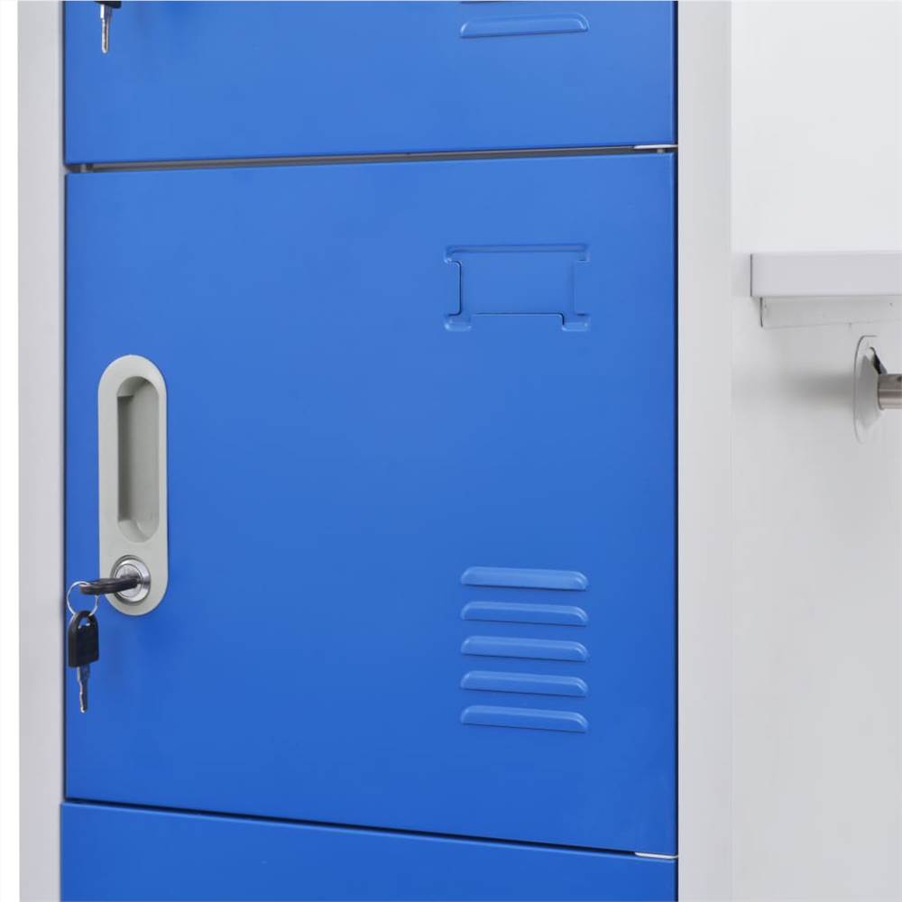 Locker Cabinet with Coat Rack Blue and Grey 110x45x180 cm Metal
