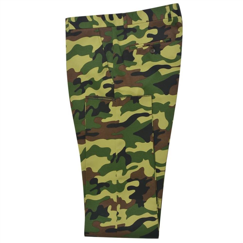 Mens Two Piece Suit with Tie Camouflage Print Size 50