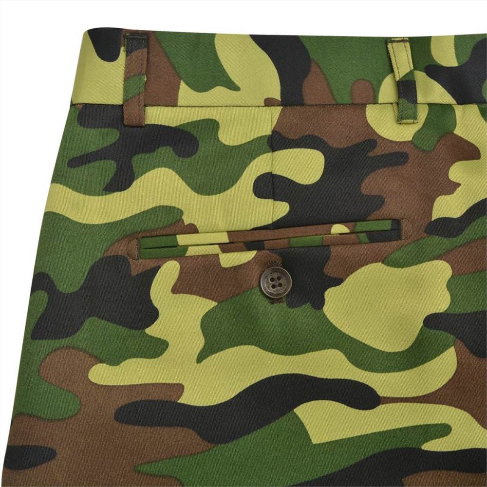 Mens Two Piece Suit with Tie Camouflage Print Size 50