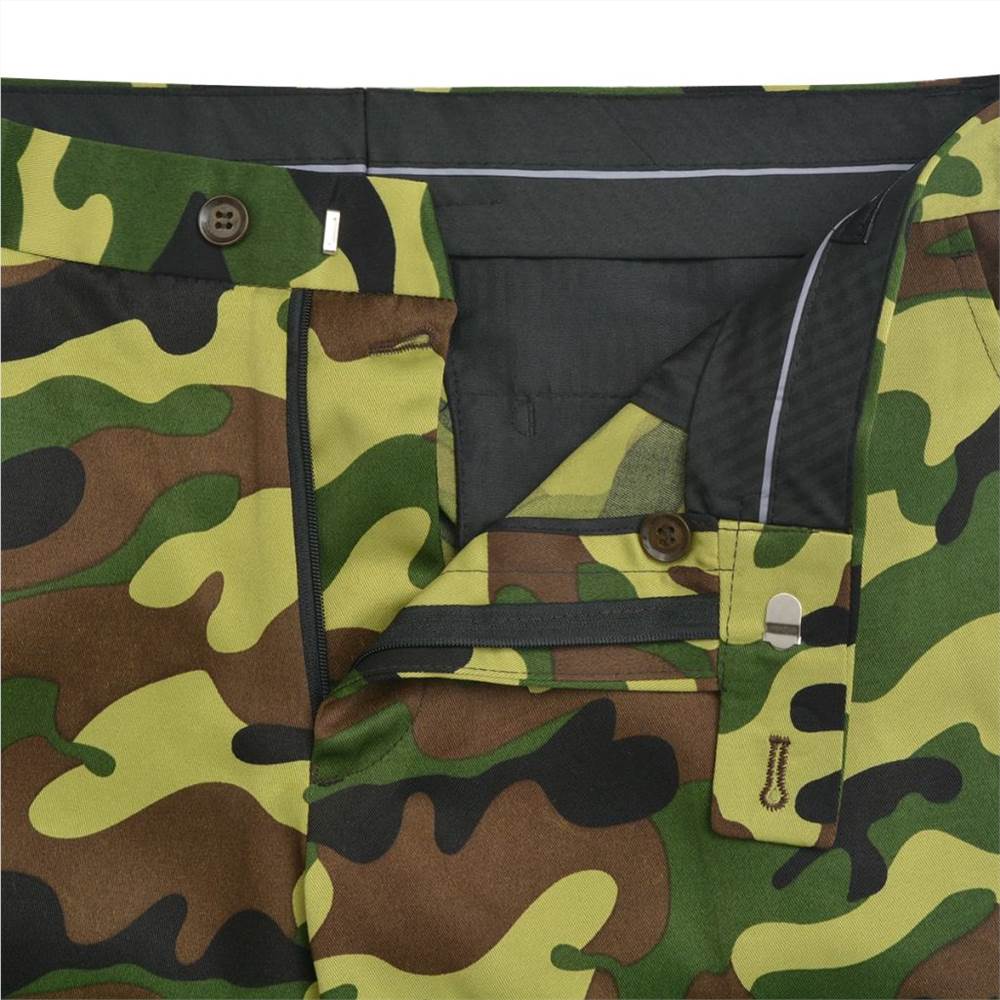 Mens Two Piece Suit with Tie Camouflage Print Size 50