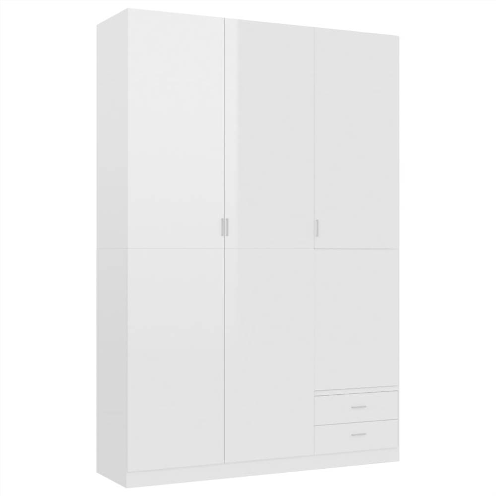 3-Door Wardrobe High Gloss White 120x50x180 cm Chipboard