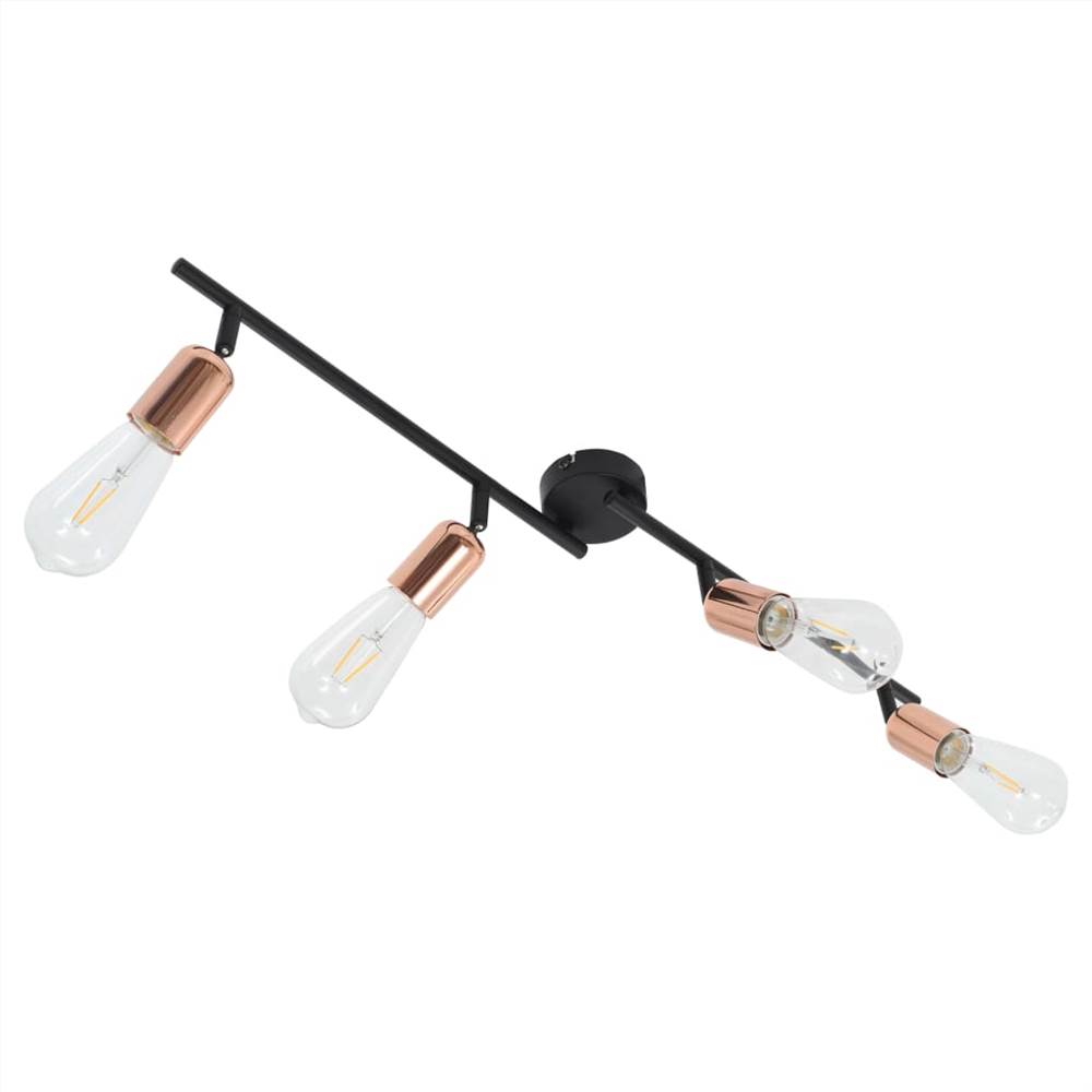 4-way Spot Light with Filament Bulbs 2 W Black and Copper 60 cm E27