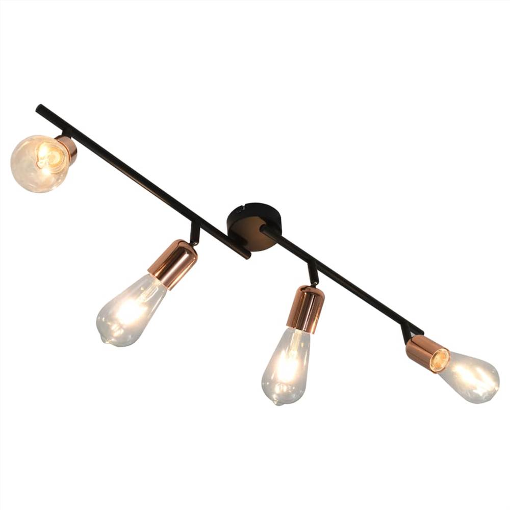 4-way Spot Light with Filament Bulbs 2 W Black and Copper 60 cm E27