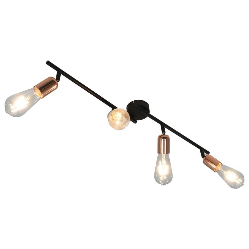 4-way Spot Light with Filament Bulbs 2 W Black and Copper 60 cm E27