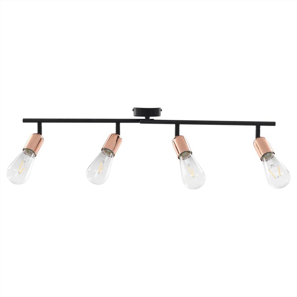 4-way Spot Light with Filament Bulbs 2 W Black and Copper 60 cm E27