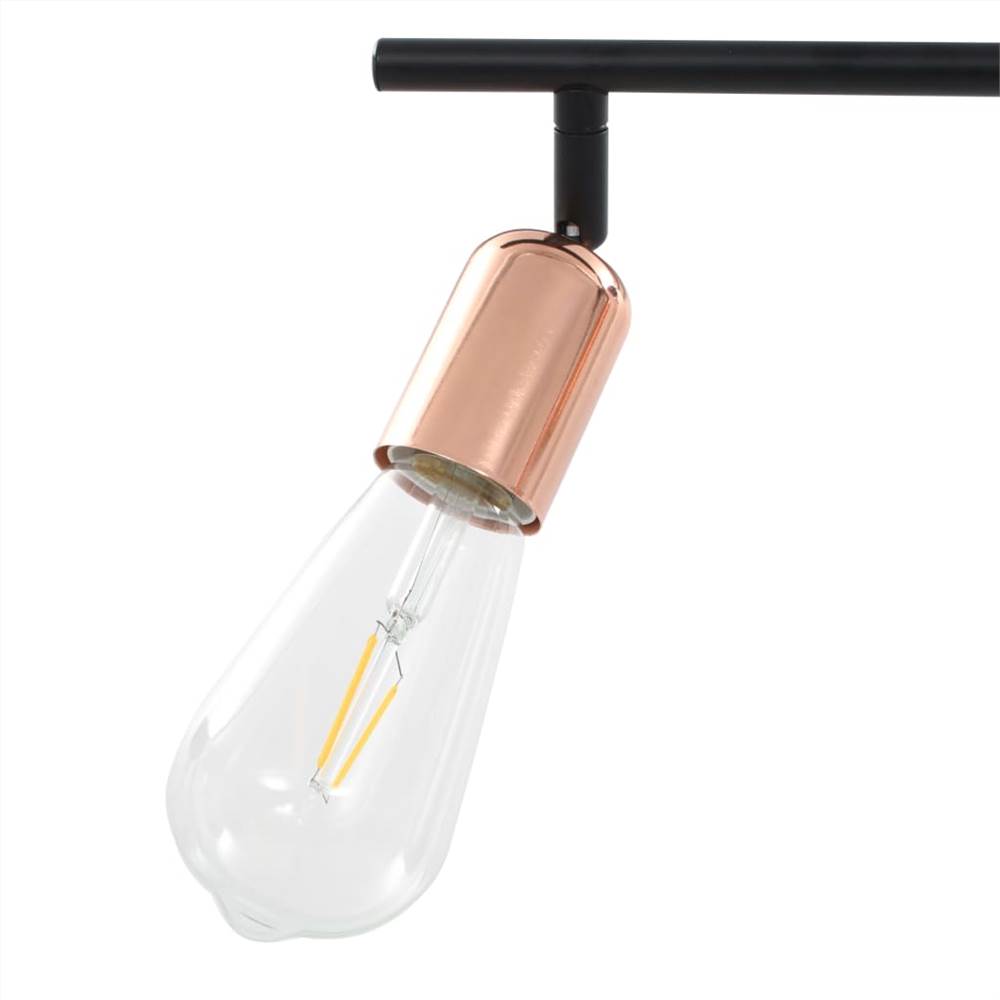 4-way Spot Light with Filament Bulbs 2 W Black and Copper 60 cm E27