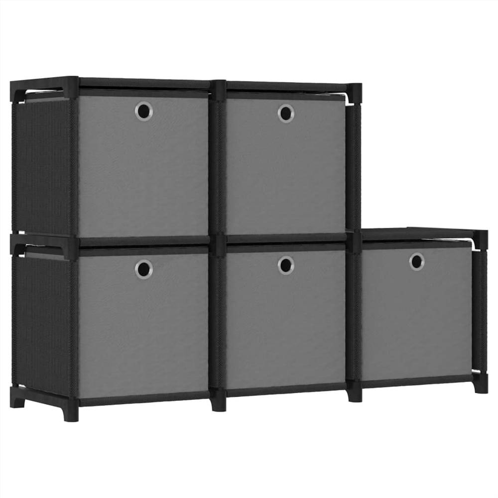 

5-Cube Display Shelf with Boxes Black 103x30x72.5 cm Fabric