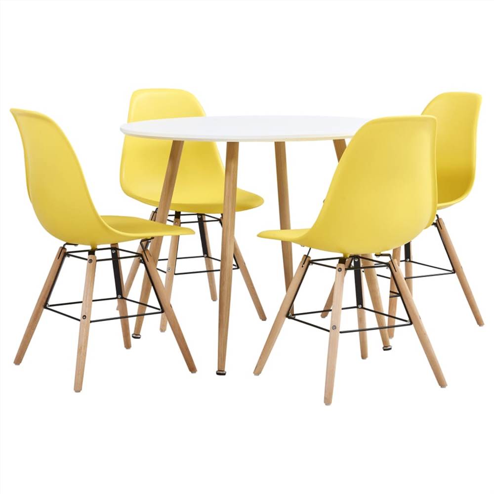 5 Piece Dining Set Plastic Yellow