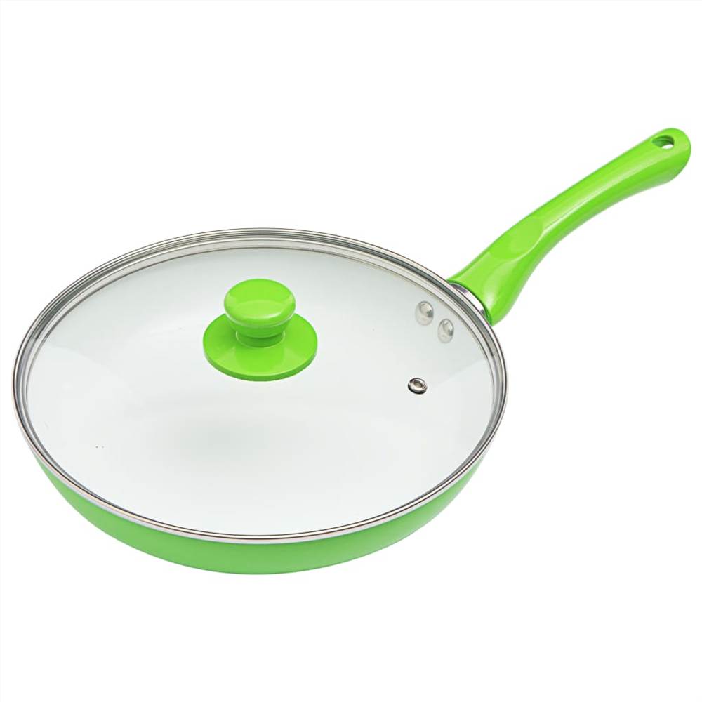 5 Piece Frying Pan Set Green Aluminium