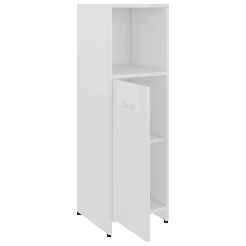 Bathroom Cabinet High Gloss White 30x30x95 cm Chipboard