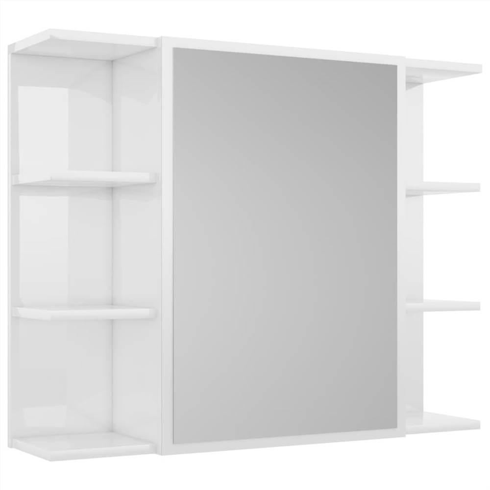 Bathroom Mirror Cabinet High Gloss White 80x20.5x64 cm Chipboard