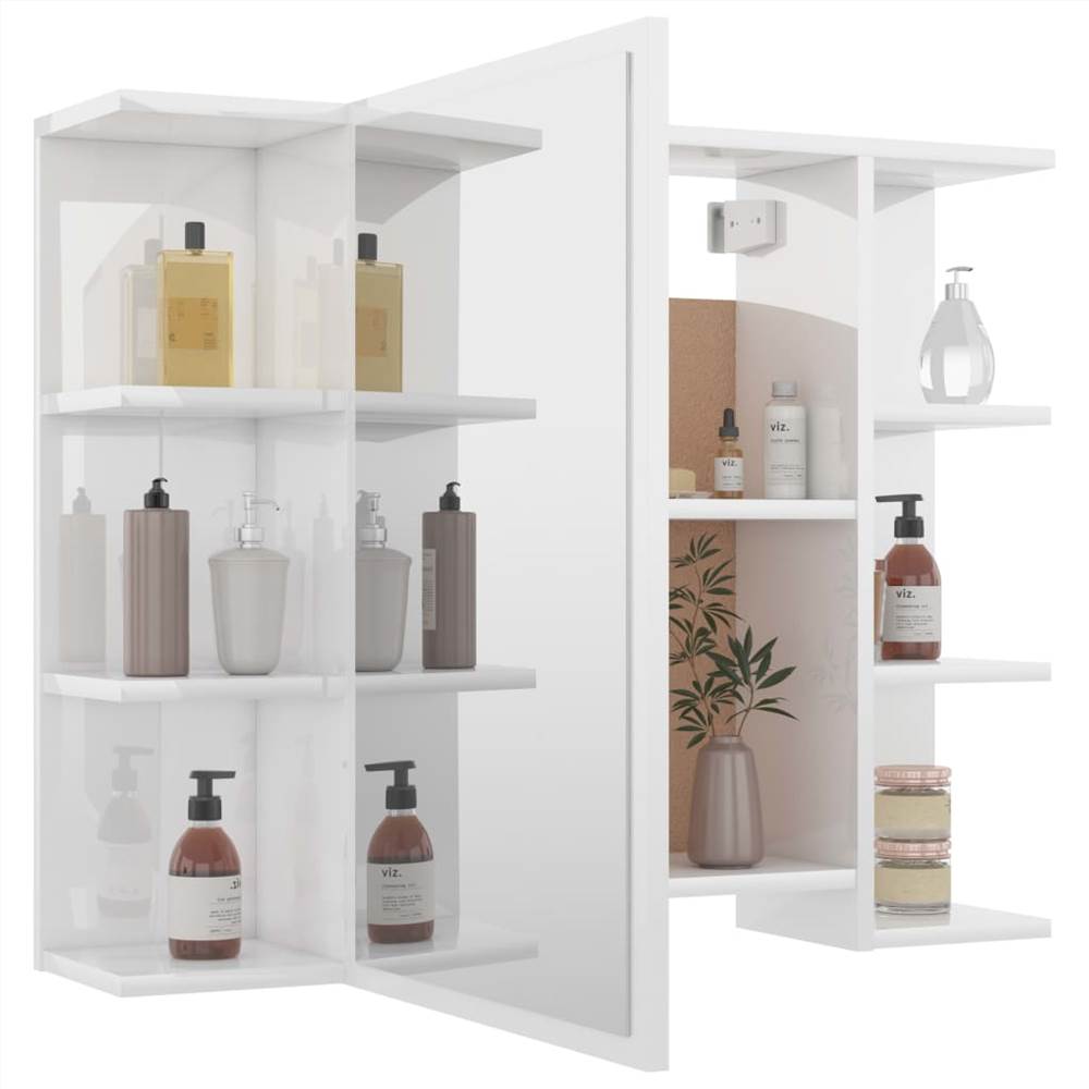 Bathroom Mirror Cabinet High Gloss White 80x20.5x64 cm Chipboard