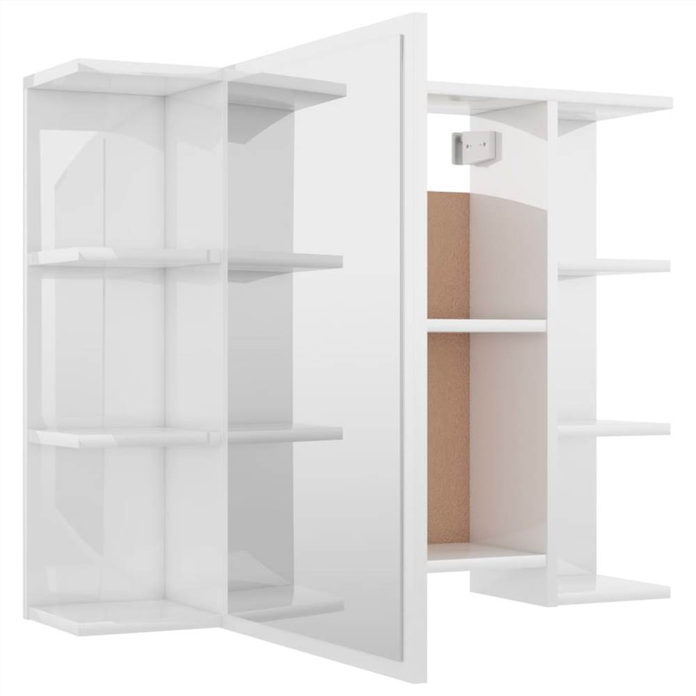Bathroom Mirror Cabinet High Gloss White 80x20.5x64 cm Chipboard