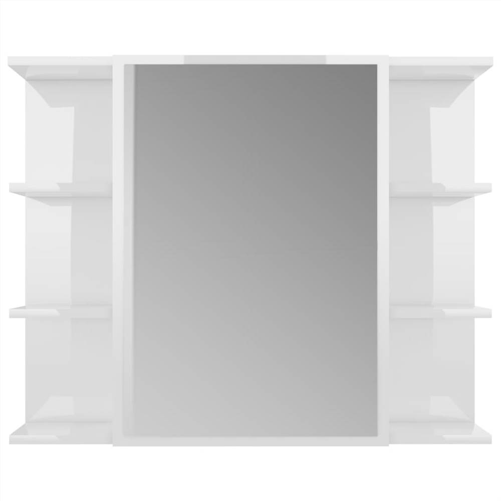 Bathroom Mirror Cabinet High Gloss White 80x20.5x64 cm Chipboard