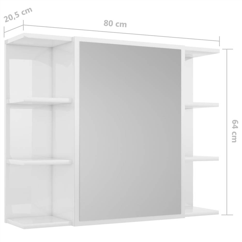 Bathroom Mirror Cabinet High Gloss White 80x20.5x64 cm Chipboard