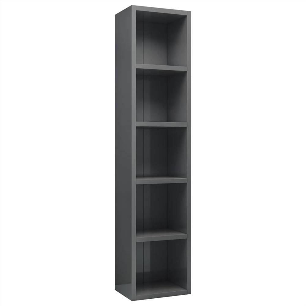CD Cabinet High Gloss Grey 21x16x93.5 cm Chipboard