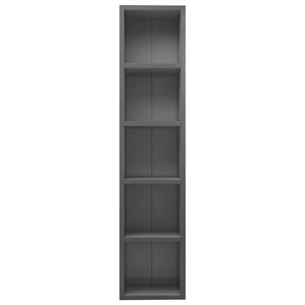 CD Cabinet High Gloss Grey 21x16x93.5 cm Chipboard