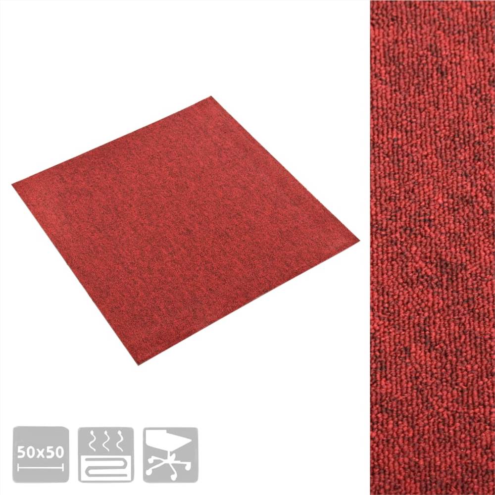 Carpet Floor Tiles 20 pcs 5 m² 50x50 cm Red