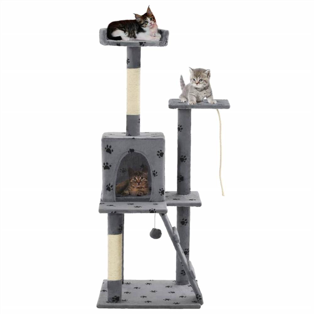 

Cat Tree with Sisal Scratching Posts 120 cm Grey Paw Prints