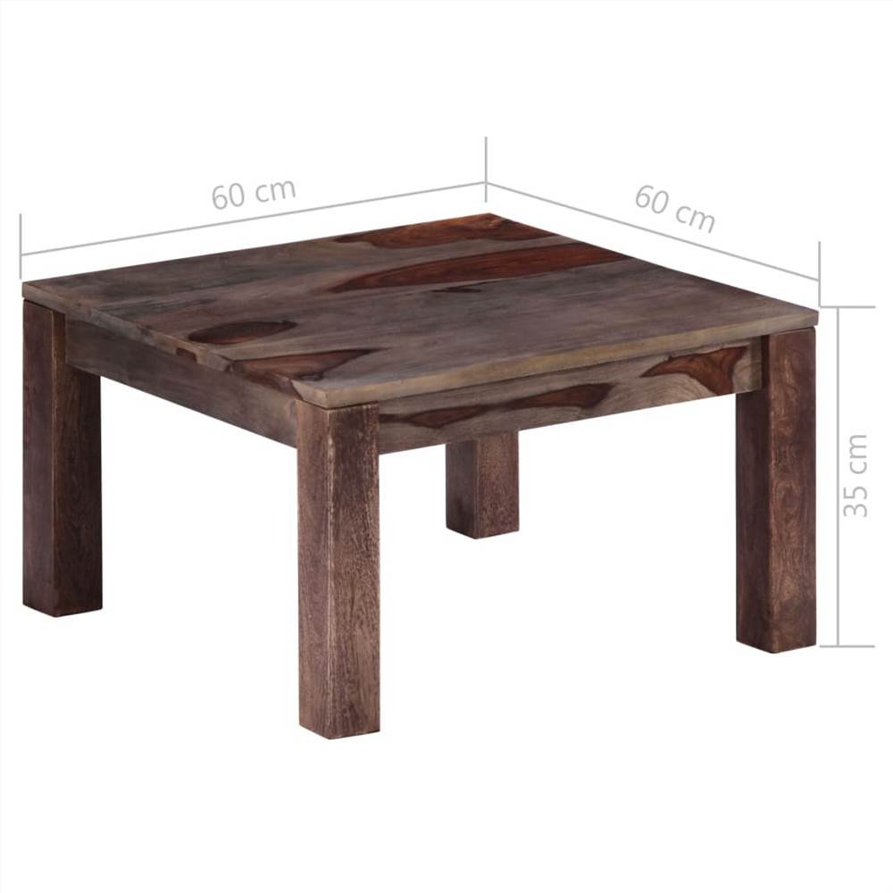 Coffee Table Grey 60x60x35 cm Solid Sheesham Wood