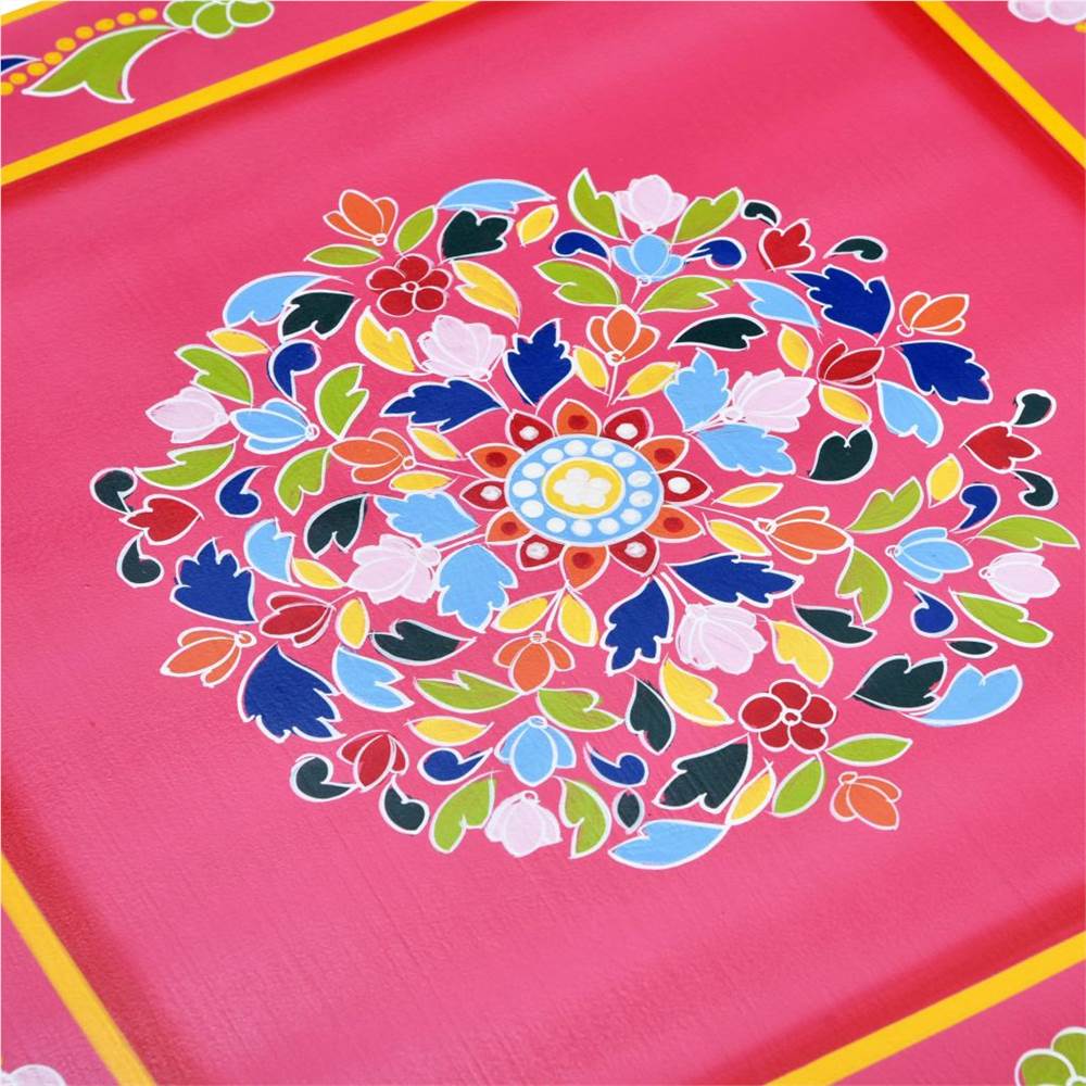 Coffee Table Solid Mango Wood Pink Hand Painted