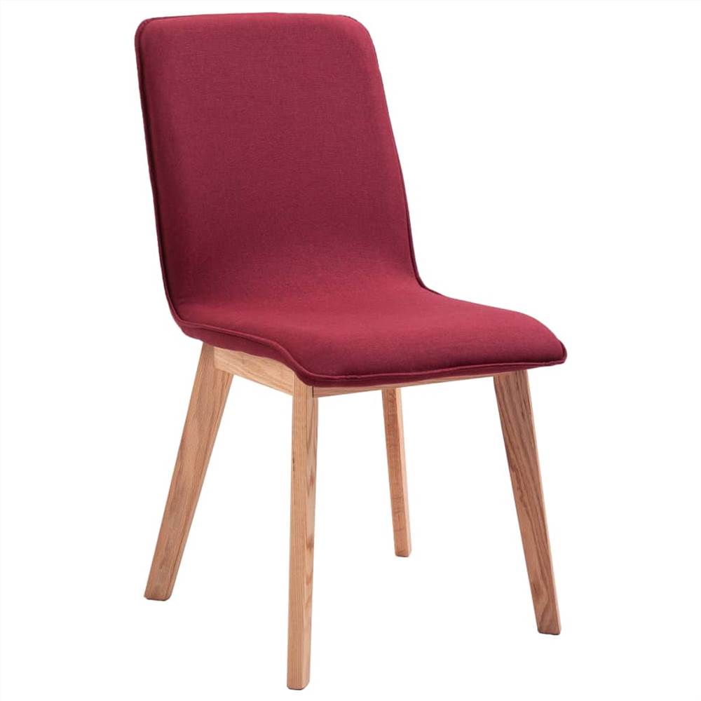 Dining Chairs 6 pcs Red Fabric and Solid Oak Wood