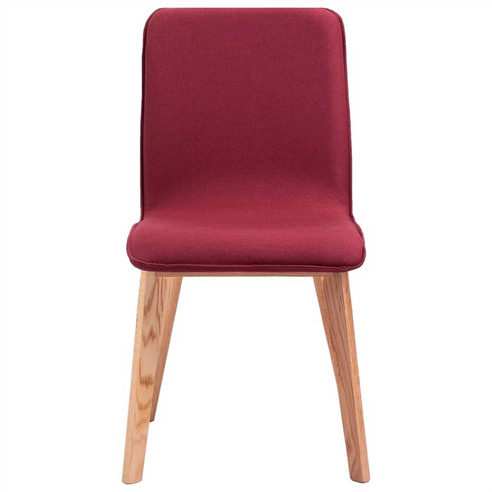 Dining Chairs 6 pcs Red Fabric and Solid Oak Wood