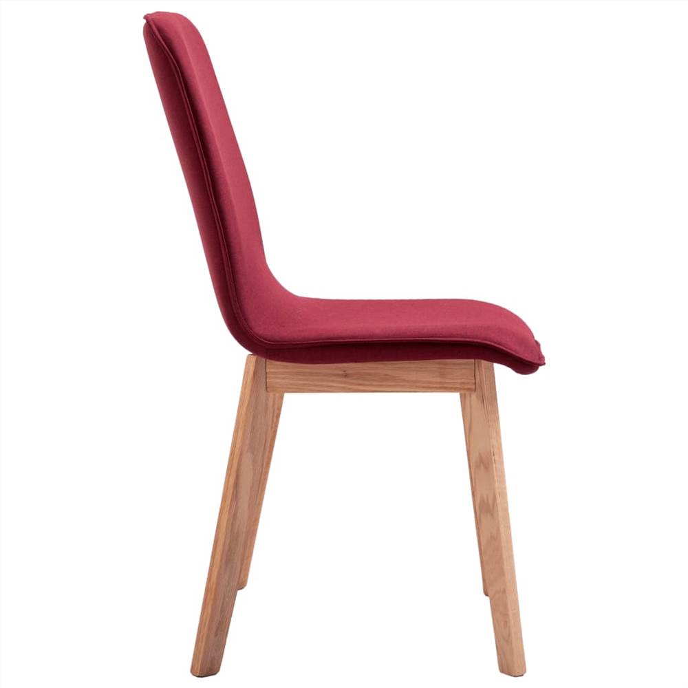 Dining Chairs 6 pcs Red Fabric and Solid Oak Wood