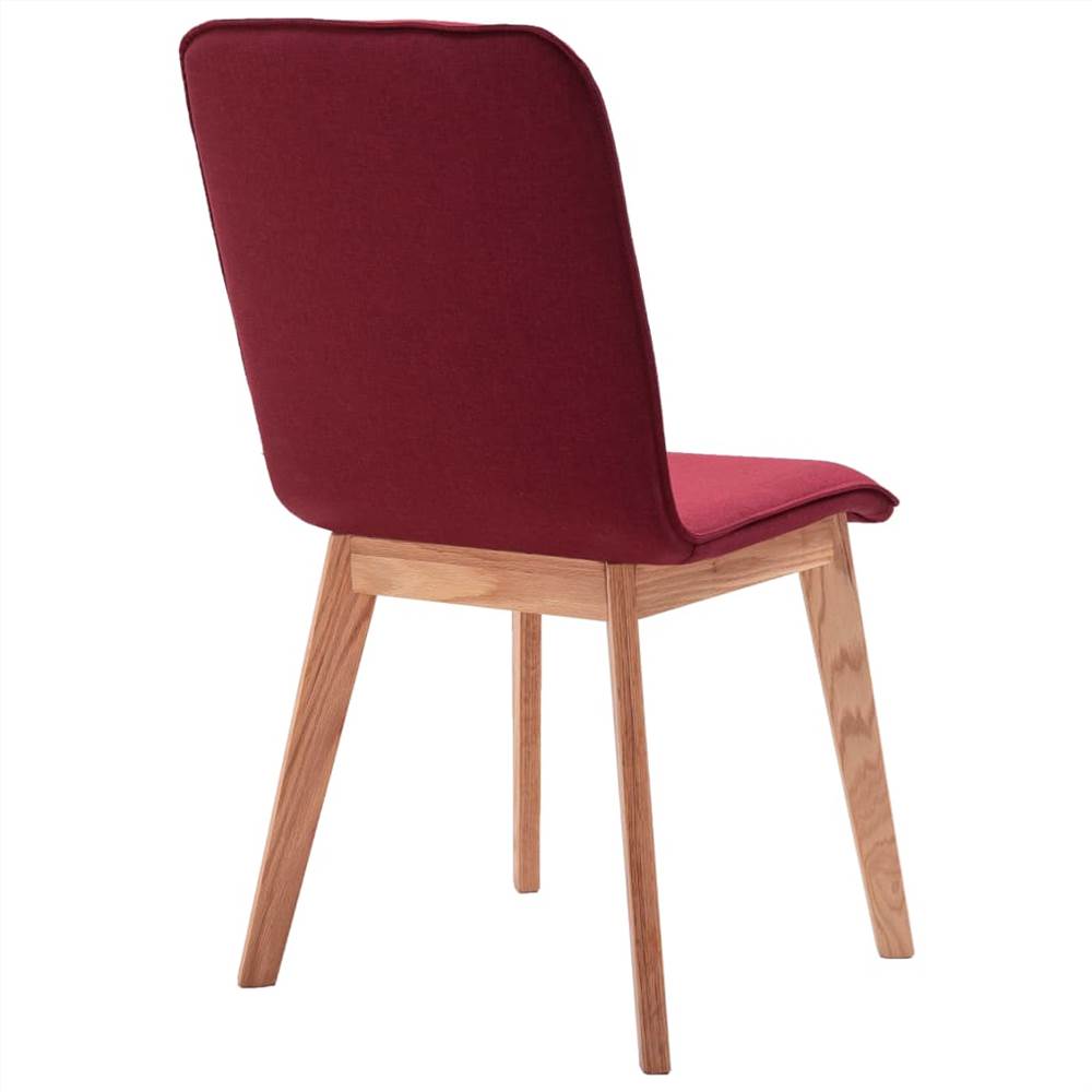 Dining Chairs 6 pcs Red Fabric and Solid Oak Wood