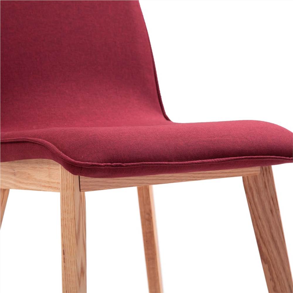 Dining Chairs 6 pcs Red Fabric and Solid Oak Wood