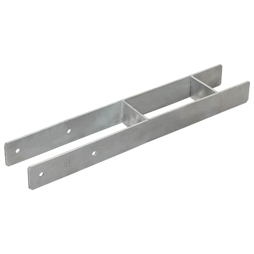Fence Anchors 2 pcs Silver 9x6x60 cm Galvanised Steel