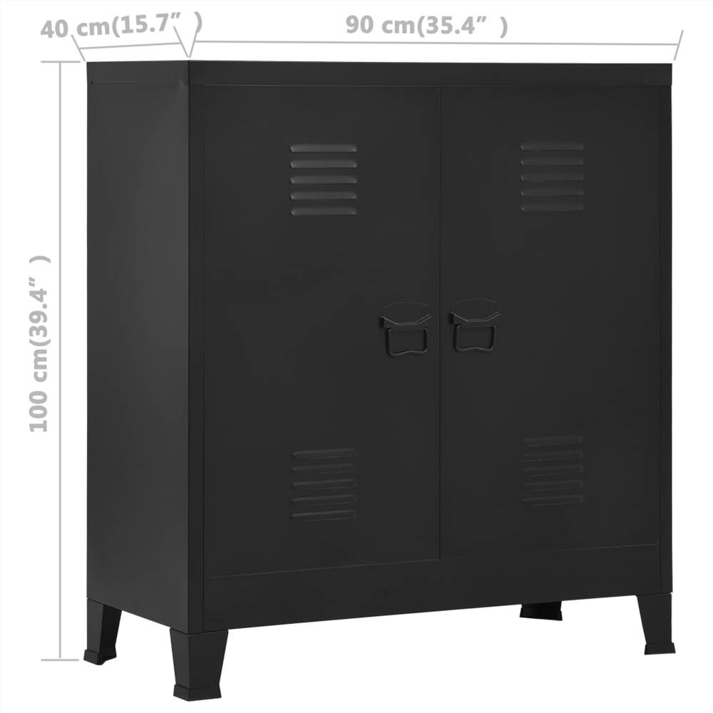 Filing Cabinet Industrial Black 90x40x100 cm Steel