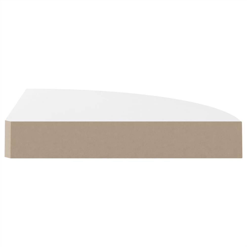 Floating Corner Shelves 2 pcs High Gloss White 25x25x3.8 cm MDF