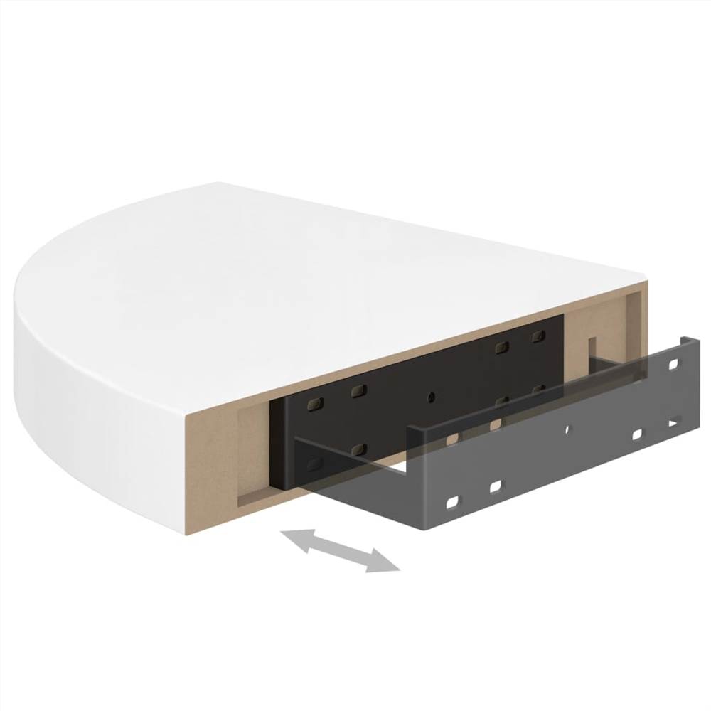 Floating Corner Shelves 2 pcs High Gloss White 25x25x3.8 cm MDF