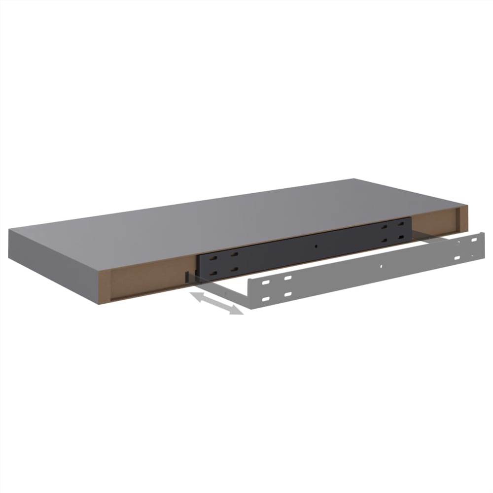 Floating Wall Shelves 2 pcs Grey 60x23.5x3.8 cm MDF